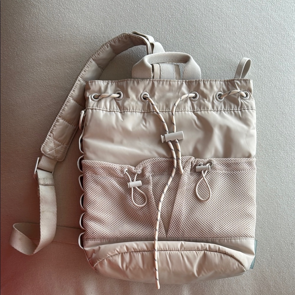 Cream Drawstring Backpack